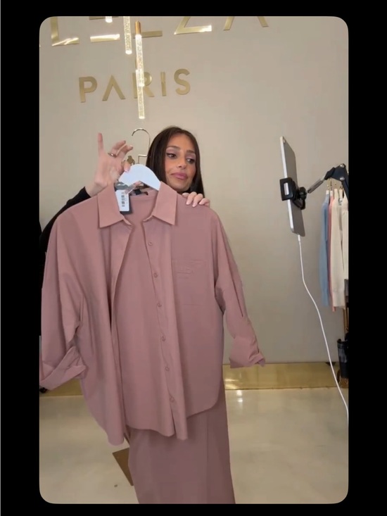 Aleeza Paris Tops - Aleeza Paris Dusty Pink Oversized Button-Up Shirt